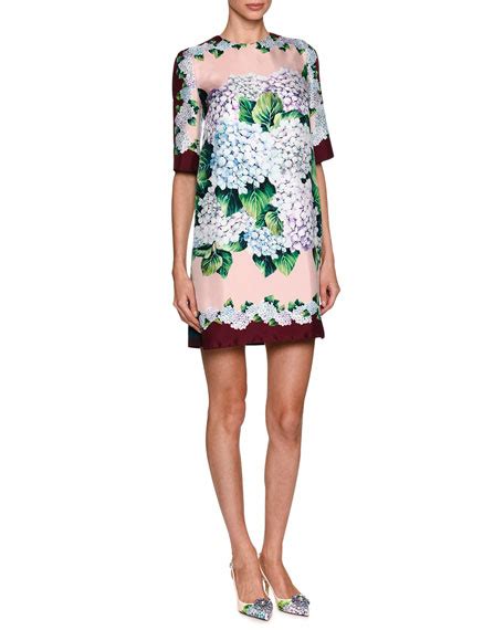 dolce gabbana hydrangea dress|Dolce & Gabbana Hydrangea Silk Twill Shift Dress, Multicolor.